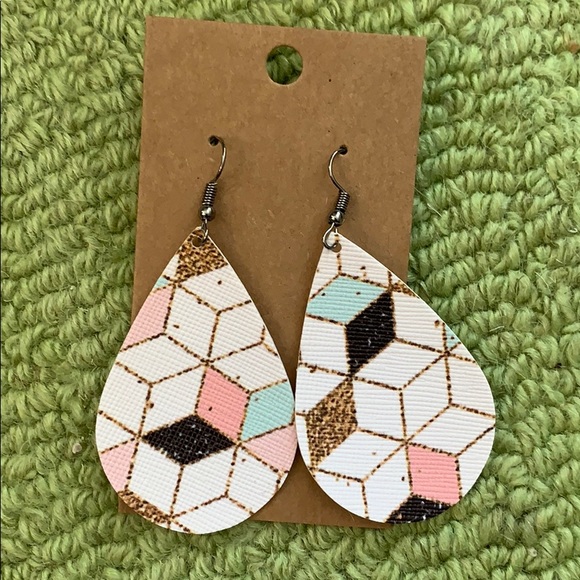 Jewelry - Never worn leather teardrop earrings